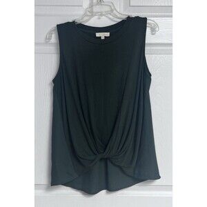 &. Layered Women's Knotted Twist Front Green Shirt Size XS Oversized Slub